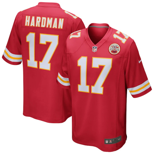 mens nike mecole hardman red kansas city chiefs game jersey